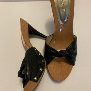 Black high heel slides/ mules